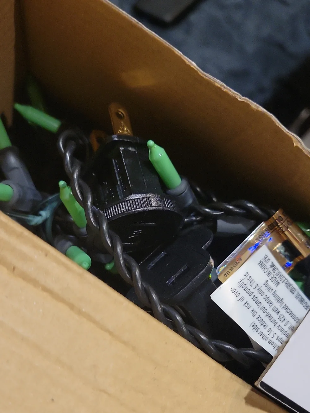 Halloween 150 Neon Green Lights/ NEW IN BOX.,BLACK CORD